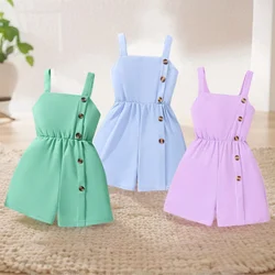 2024 Kids Girl Jumpsuit Summer Strap Beach Party Cute Children Romper Fashion Teenage Outfit 7 8 9 10 11 Yrs Big Girls Overalls