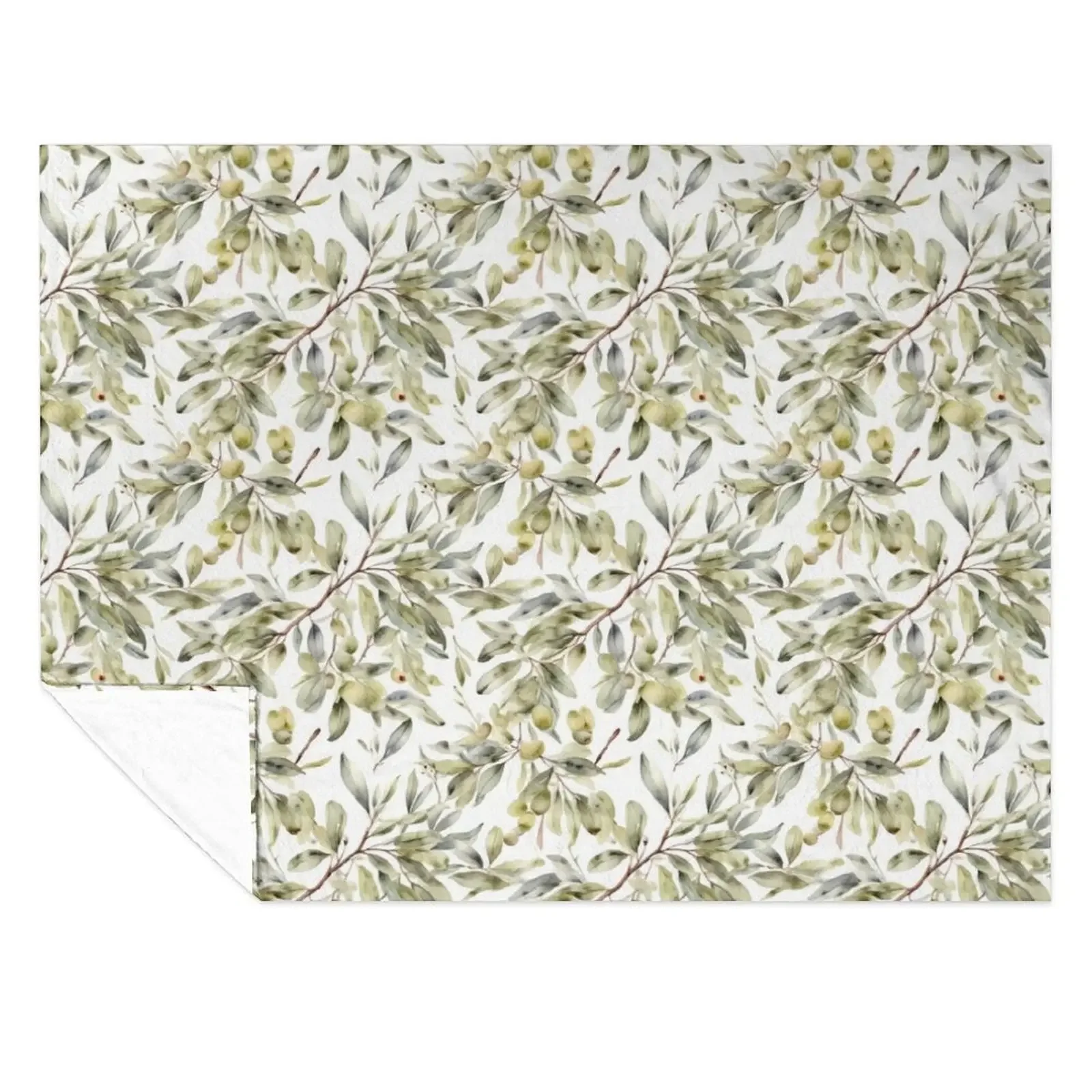 

Watercolor Olive Branch Pattern Throw Blanket Cute christmas decoration Bed linens Stuffeds Blankets