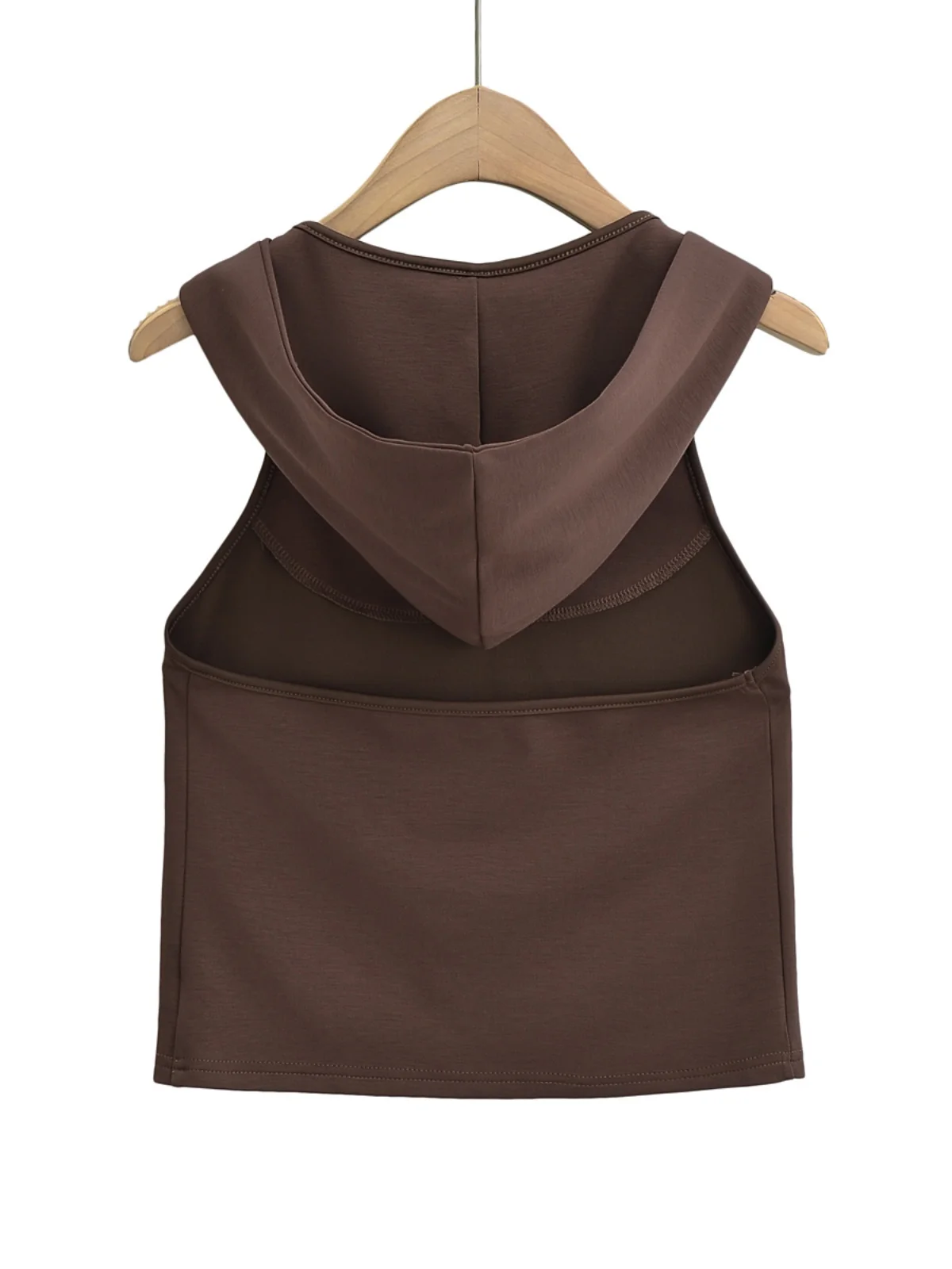 توب نسائي أمريكي الطراز بدون أكمام مع غطاء للرأس، تي شيرت أسود بأسلوب وستلاند، نحيف وبدون ظهر وخصر مرتفع