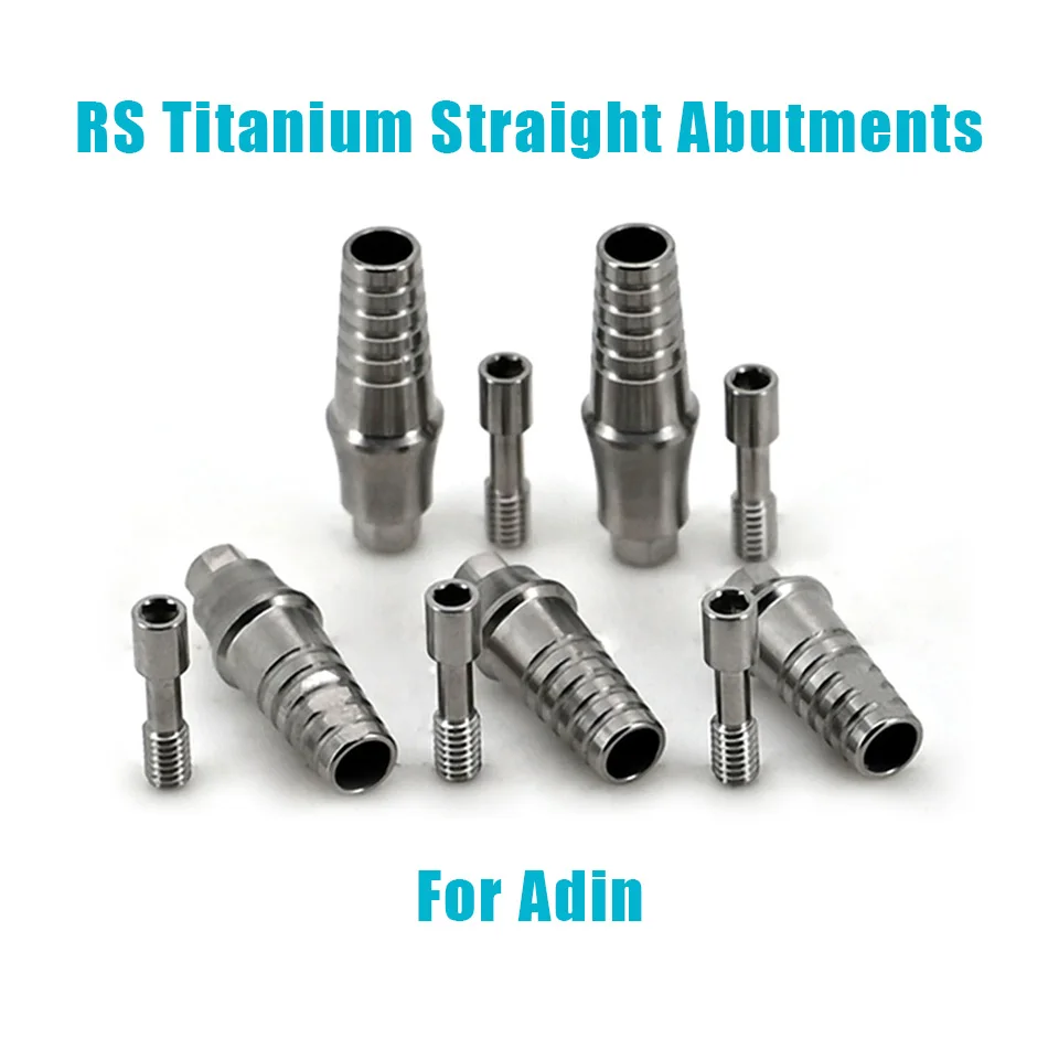 10Pcs Set Adin Compatible Titanium Straight Restoration Components High-Accuracy Dental Implant Cement-Retained Abutments Kit