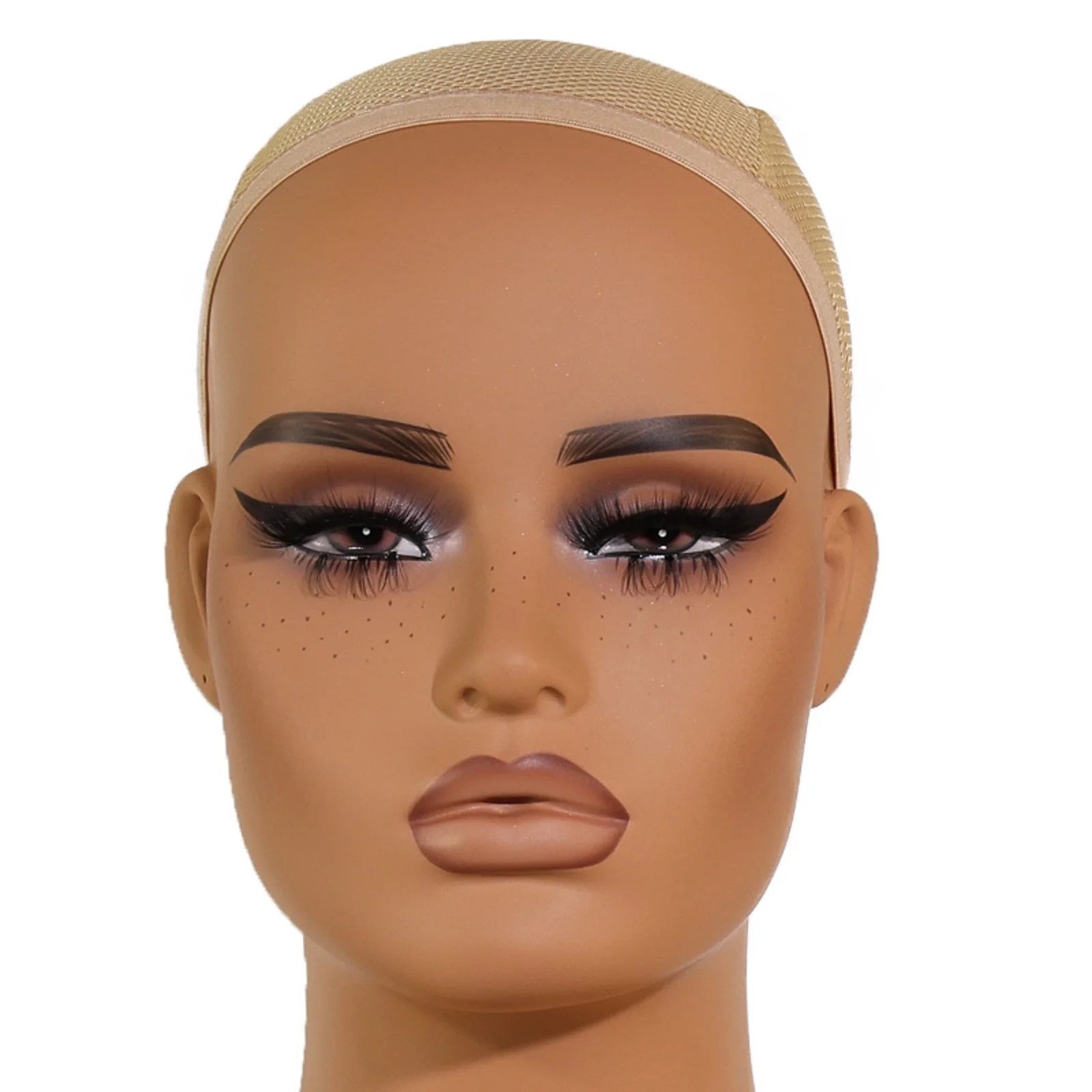 Tête de Mannequin visage carré avec épaules tête d'affichage de perruques réalistes avec tête factice de tache de rousseur pour perruques tête de Mannequin femme en Pvc