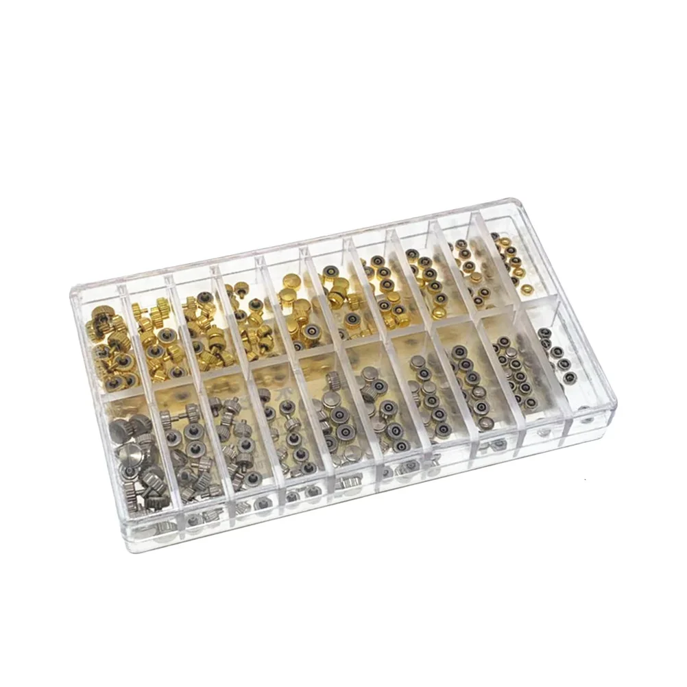 

300pcs Waterproof Crown Parts Replacement Assorted Dome Flat Accessories Watch Tube Watch Stems Repair Tool Kit With 20