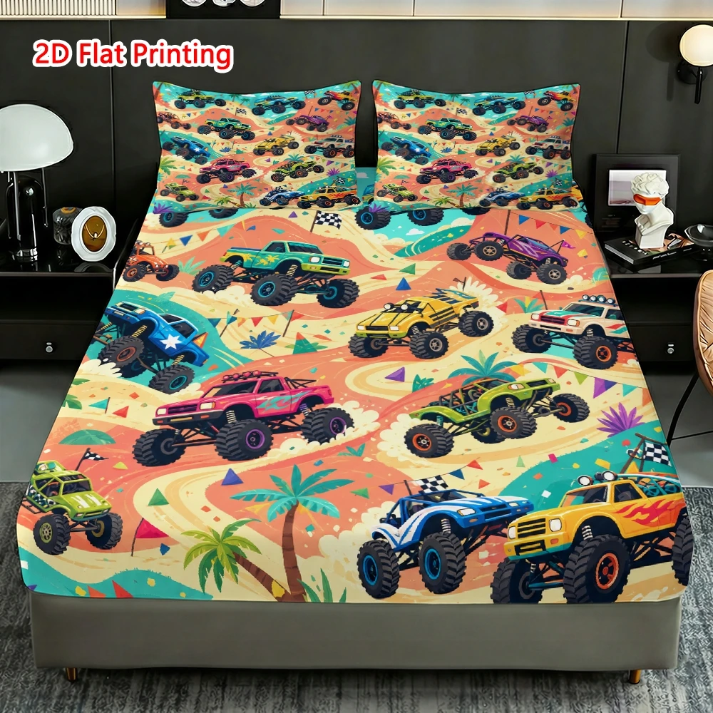 2D 프린팅된 화려한 몬스터 트럭 침대 시트 세트와 매 - Fitted Sheet Deep 리뷰 및 가격