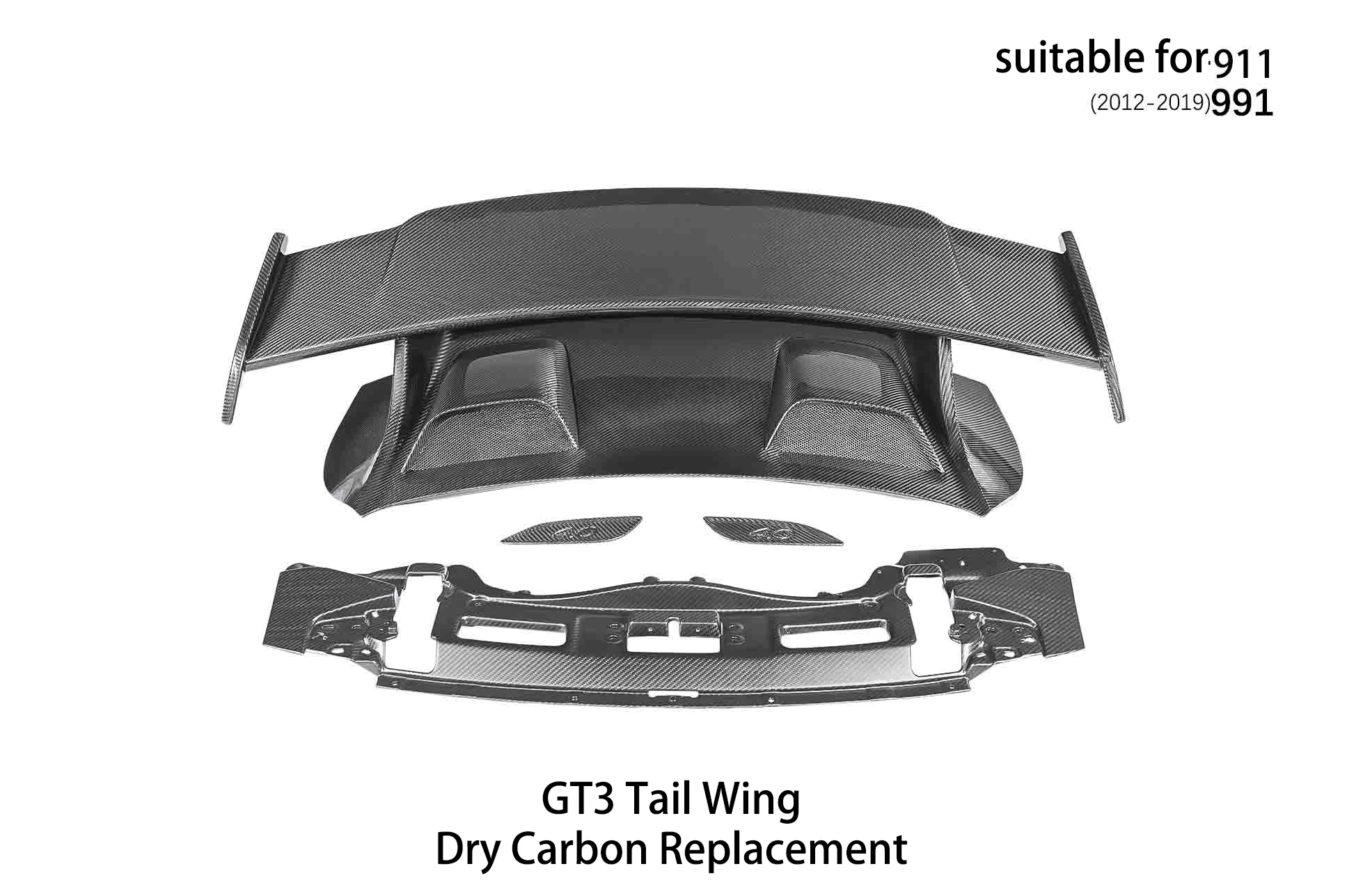 Factory OEM Carbon Fiber Car Part Mold 3k Carbon Fiber Spoiler for Porsche 911 991 2012-2019 GT3 2