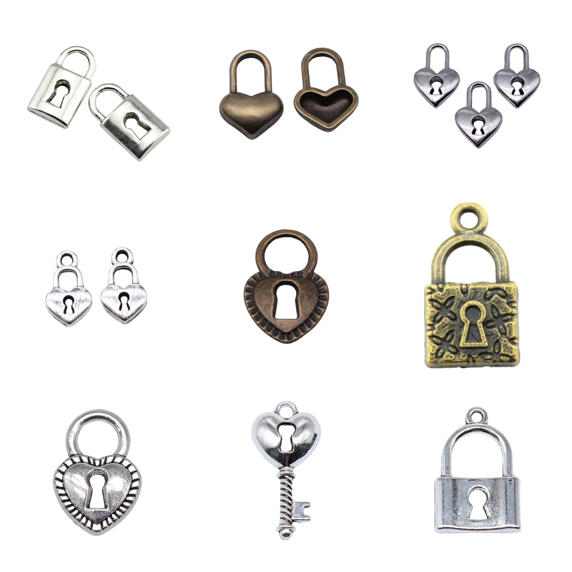 Key And Lock Matching Pair Charms Pendant Couple Jewelry Set Charms Pendant For Earring Bracelet Necklace Making Craft Finding