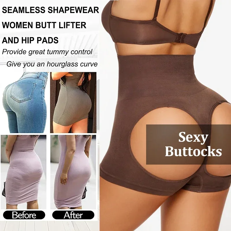 Dimmkof Sexy Buttock Shapewear Women\'s Seamless Thigh Smooth High Waist Tummy Control Underwear Steel Bones Push Up Butt Panties