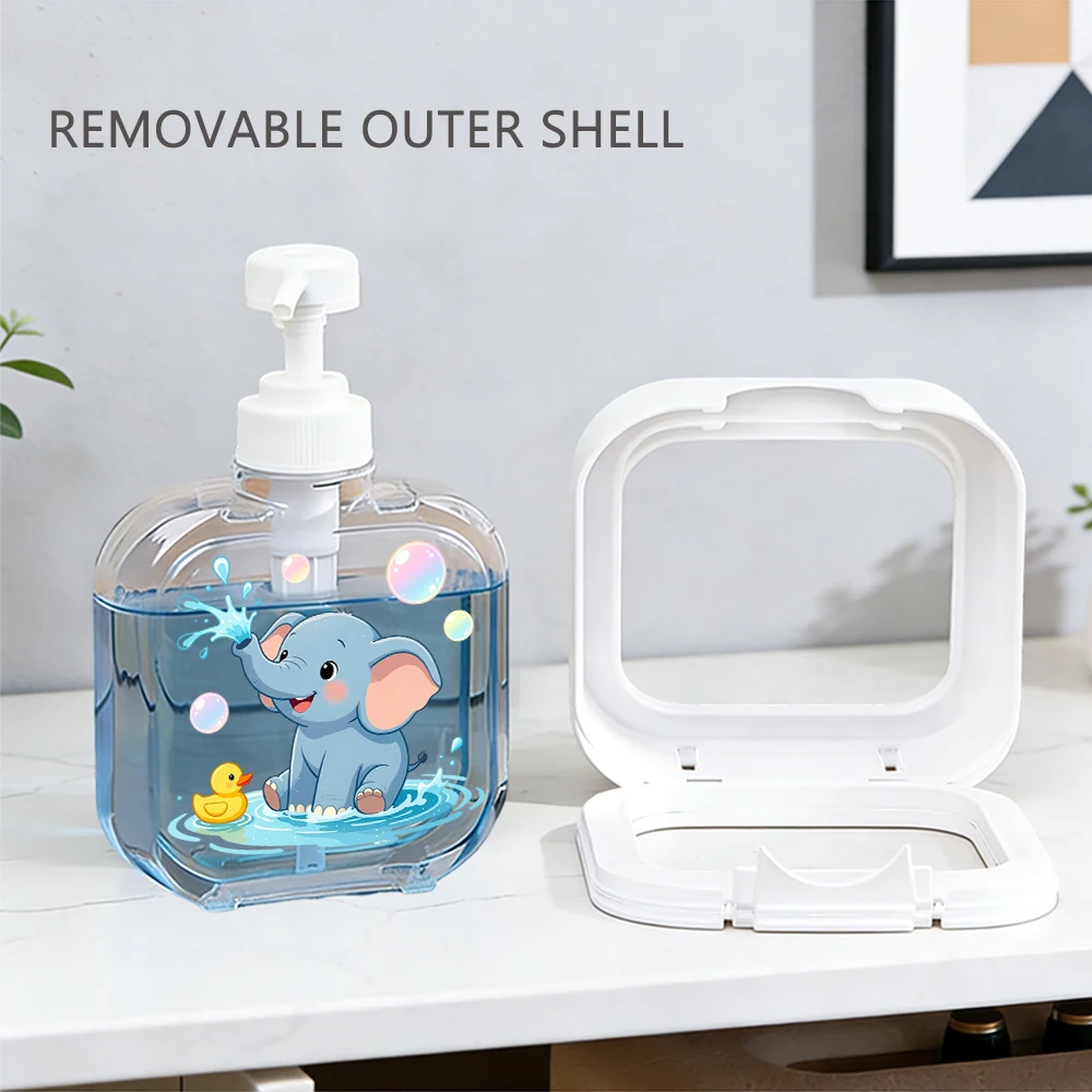 Playful Cartoon Soap Dispenser Cute Baby Elephant Duck Water Bubble Print Pattern for Bathroom Kitchen Home Decor Daily Use