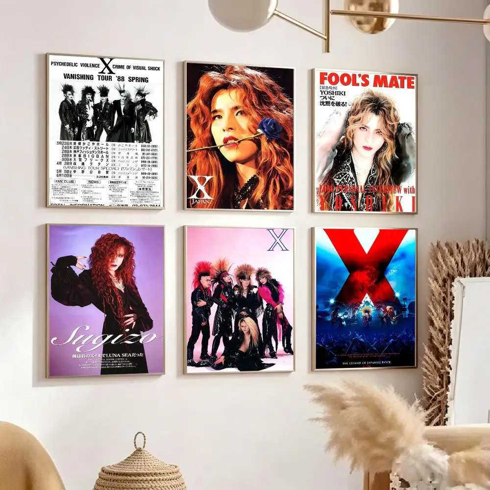 Band X‑Japan Poster Poster Trendy Aesthetic SelfAdhesive HD Wall Decor Home Café Bedroom Room Decoration Gift