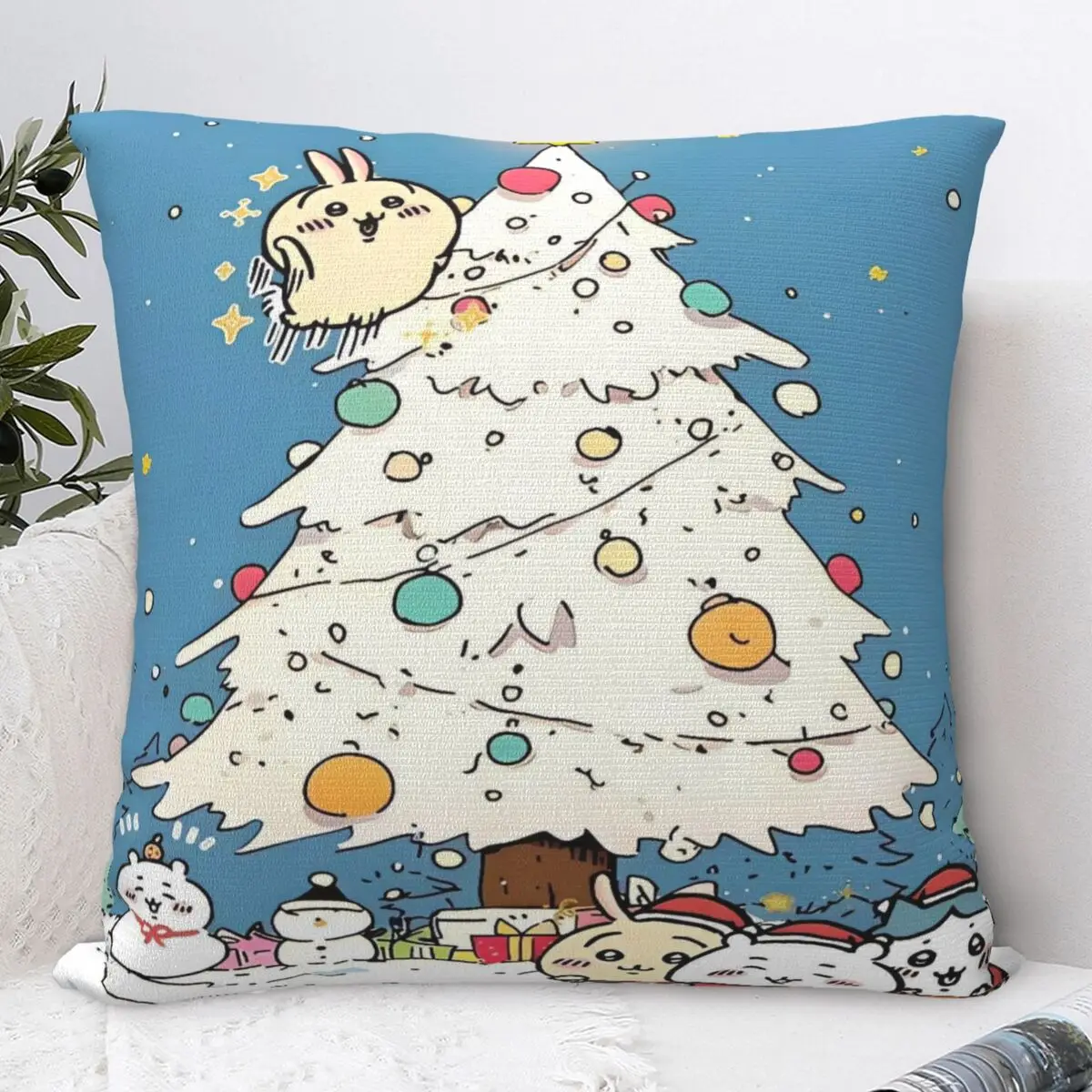 

Chiikawa Pillow Case Christmas Cushion Cover Square Graphic Pillow Cover Kawaii Pillowcases For Sofa Car Home Decor
