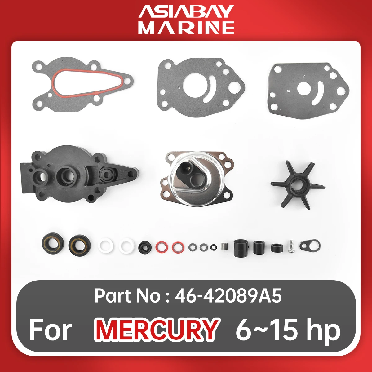 

Water Pump Impeller Repair Kit For Mercury Outboard Mariner 6 8 9.9 15 Hp 46-42089A5 With Housing 42089A5