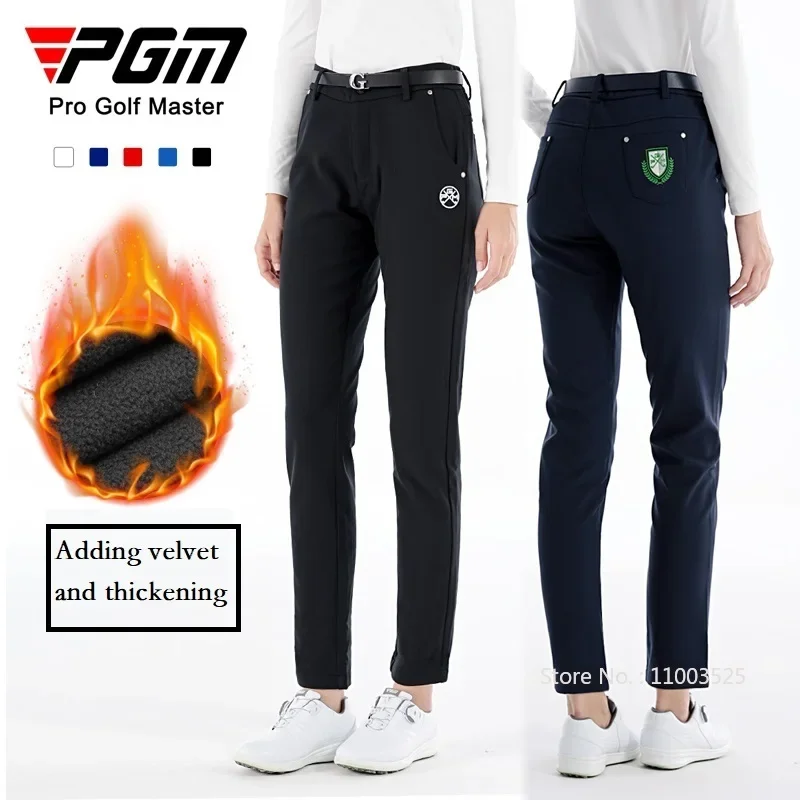 Pgm Golf Winter Women Golf Pants Thicken Fleece Causal Sports Trousers Windproof Warm Slim Golf Pants Lady Leisure Sweatpant