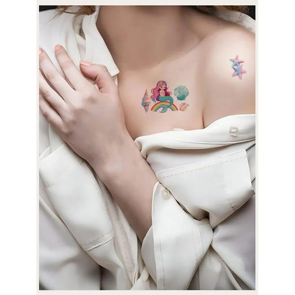 10pcs Mermaid Tattoo Stickers  Waterproof Temporary Tattoo  Cute Fake Tattoo for Hand Arm Face Body