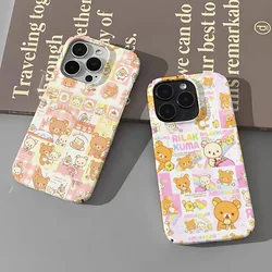 Hot Cartoon Lovely Rilakkumas Phone Case for IPhone 16 15 14 13 12 11 Pro Max X XS XR XSMax 7 8 Plus Glossy Film Hard PC Cover