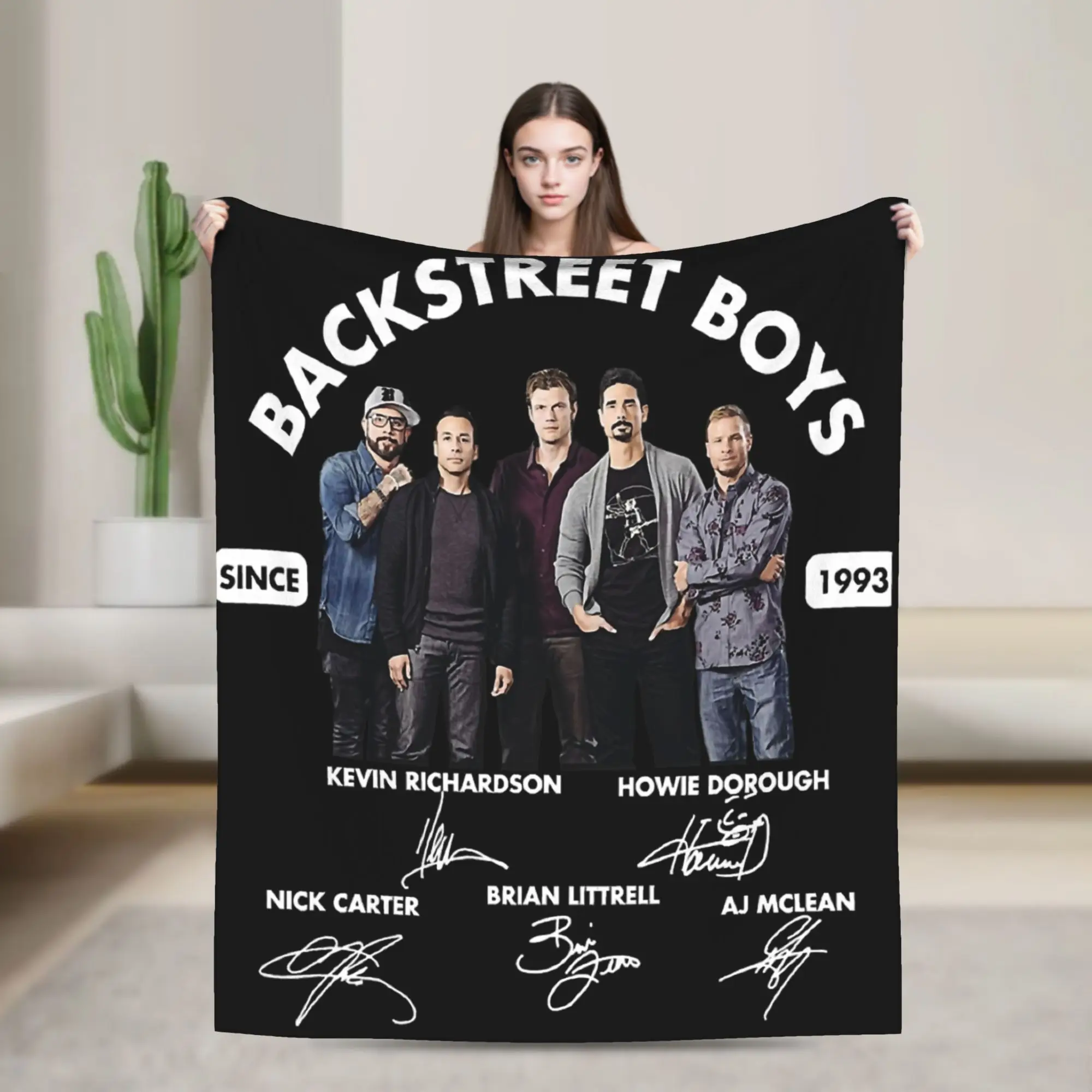 BSB Backstreet Boys Retro Pop Band Portrait Signature Blanket Quality Warm  Bedding Throws Spring Picnic Bedroom Print Bedspread