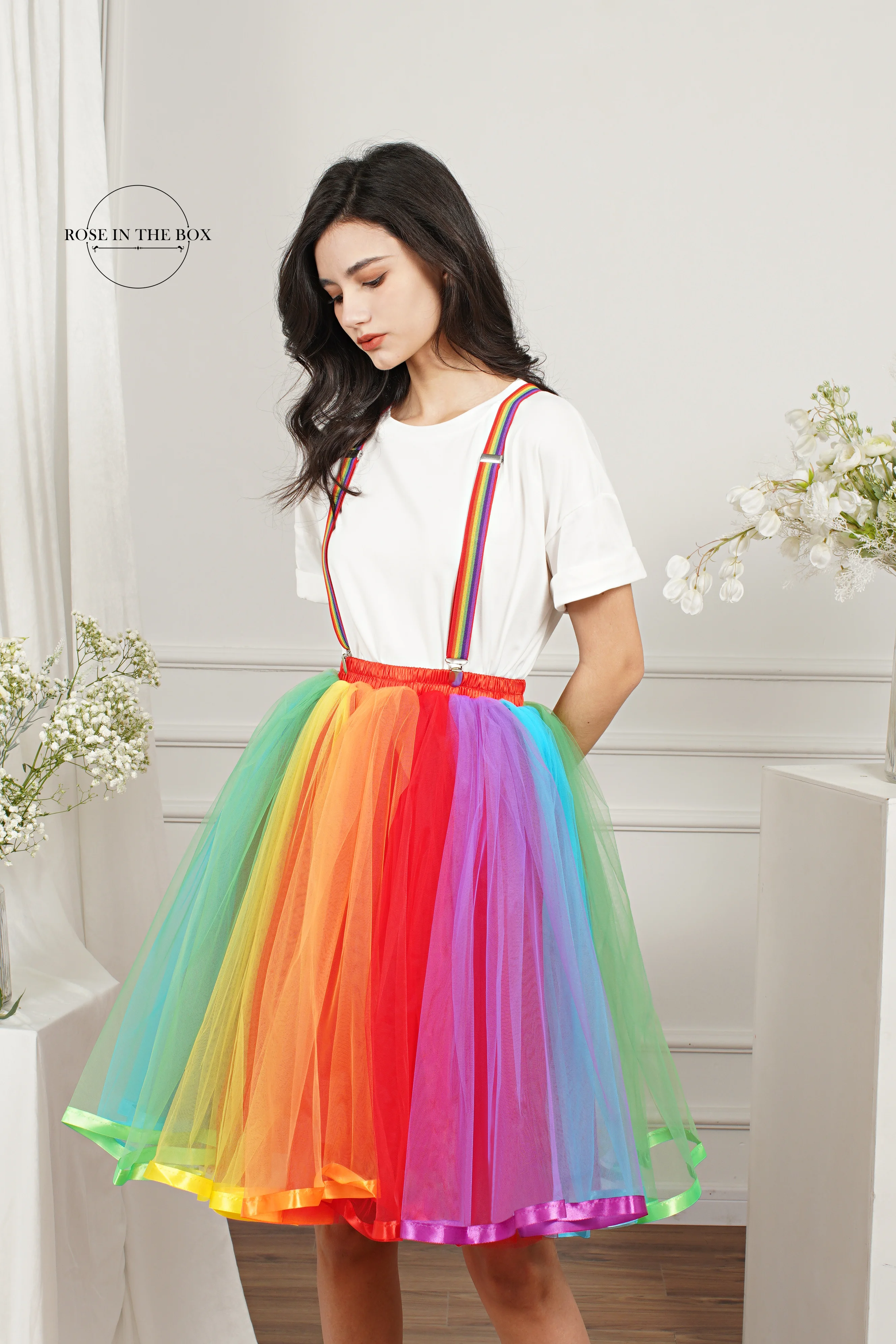 Women Summer Multi Colour Tutu Skirt Princess Knee Length Pettiskirt Party Dance Girls Rainbow Bridal Petticoats Tulle Skirts