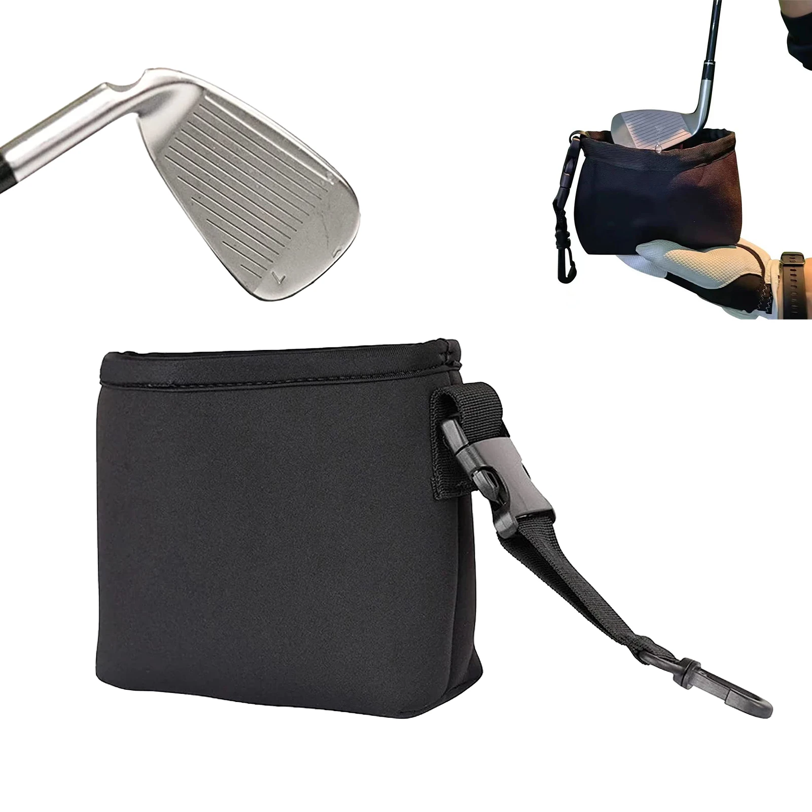 Waterproof Liner Detachable Clip Cleaning Bag Gifts Easy To Carry Golf Club Black Lightweight Compact Microfiber Cloth Portable