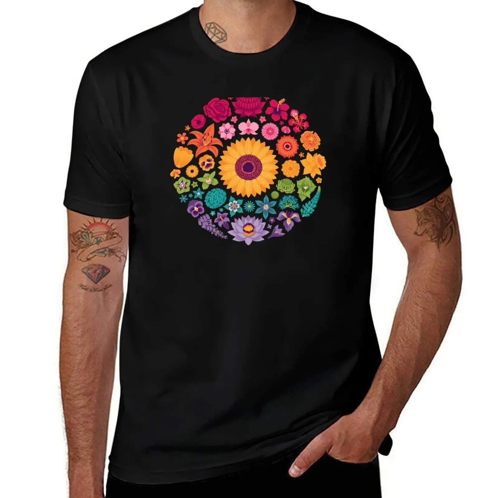

Floral Rainbow (dark) T-Shirt printed t shirts for man man t shirts graphic man graphic t shirt T-shirt