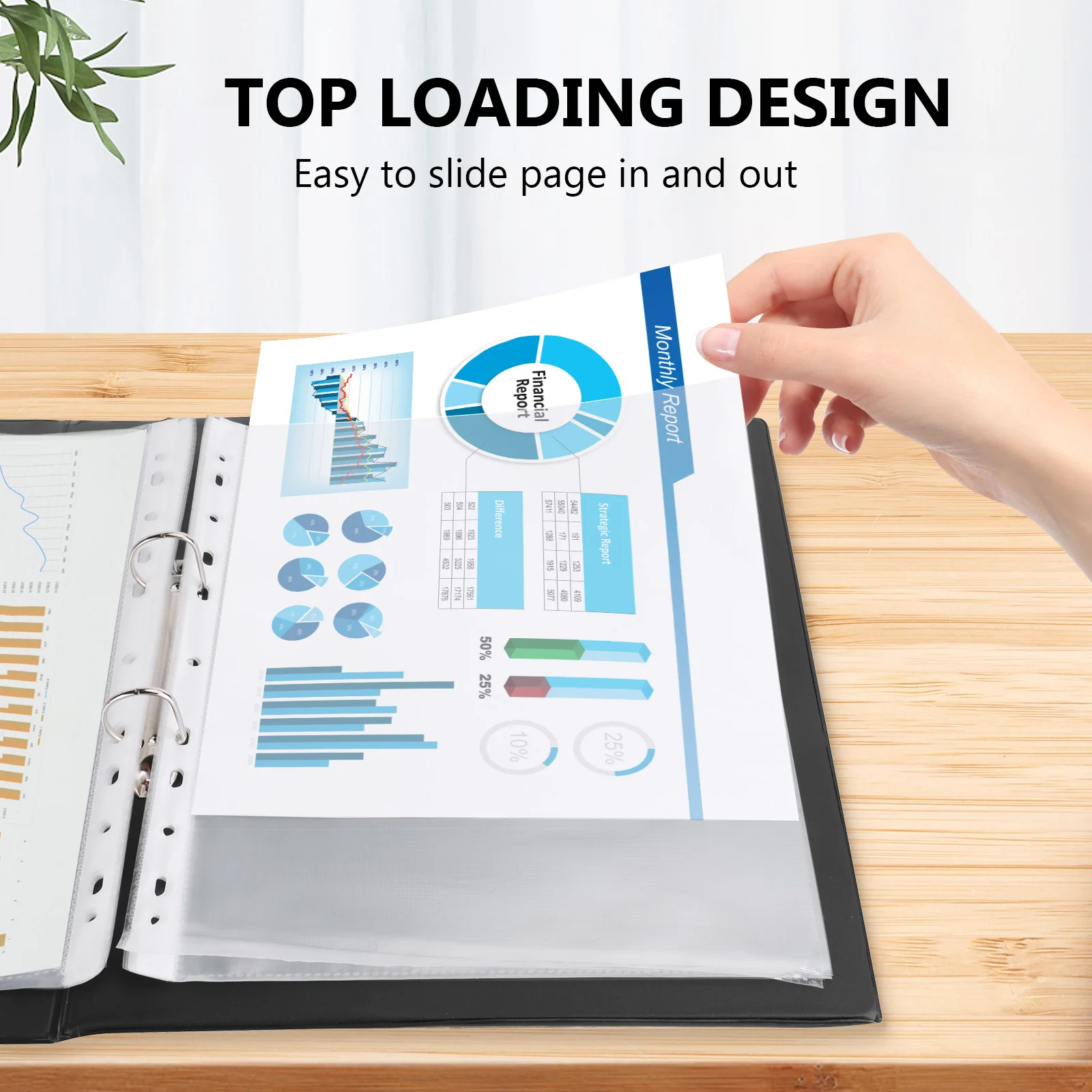 EAGLE 11 Fori Copriletto Protezioni Formato Lettera 100 Pezzi Buste per Documenti Trasparenti per Raccoglitori, Presentazioni, Menus e Progetti Scolastici