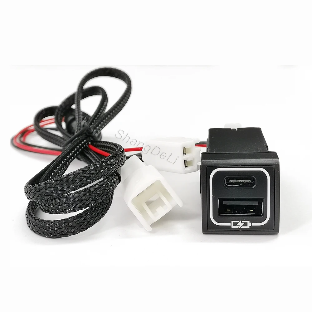 لتويوتا برادو كورولا RAV4 كامري هايس سيارة نوع C PD USB شاحن مزدوج سريع ملحقات تعديل نظام الشحن #4