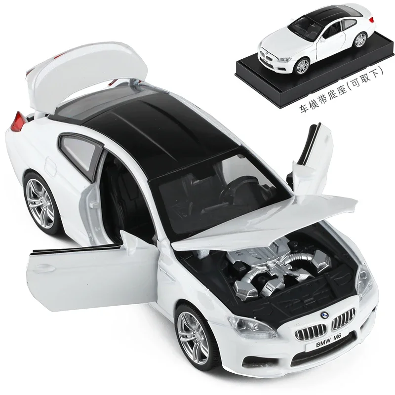 1:32 Simulation Bmw M6 Alloy Car Metal Door Coupe Model Sound And Light Pull Back Toy Car Model Collection Decoration Boy Gift