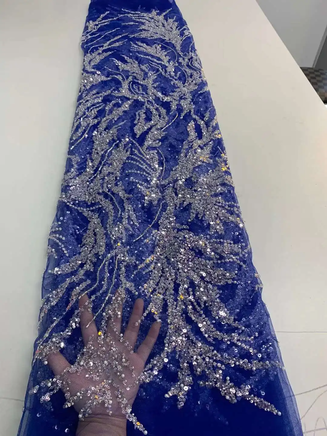 

Super beautiful Bead Embroidery fabric French tulle net lace African fabric For Ladies Evening dresses weddings