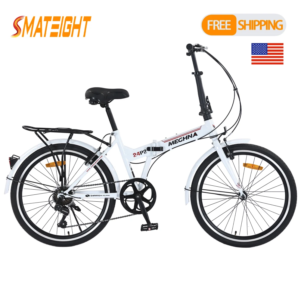 

Складной пригородный велосипед США, удобный для переноски, 24-дюймовый складной городской велосипед, стальная рама, двойной V-образный тормоз, 7-скоростной велосипед Shimano