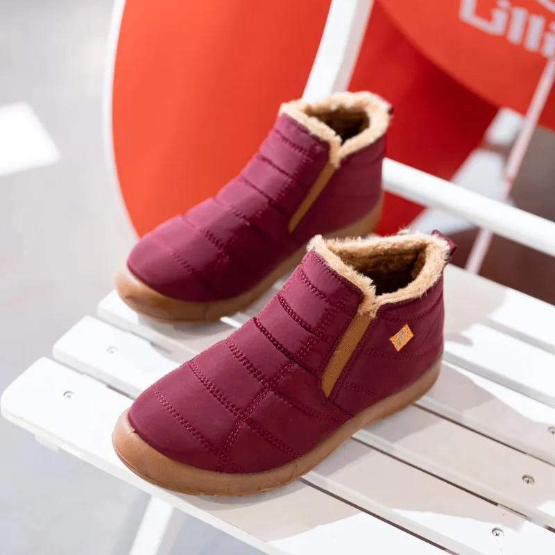 

Plus Size Couple Antislip Warm Fur Casual Flat Shoes Ankel Boots Winter Women Boots Waterproof Snow Boots