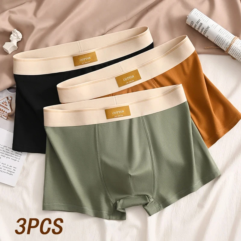 3pcs Men Underwear Cotton BoxerShorts Hombre Panties Man Breathable Underpants Sexy Sports Comfort Male Boxers Large Size L-6XL