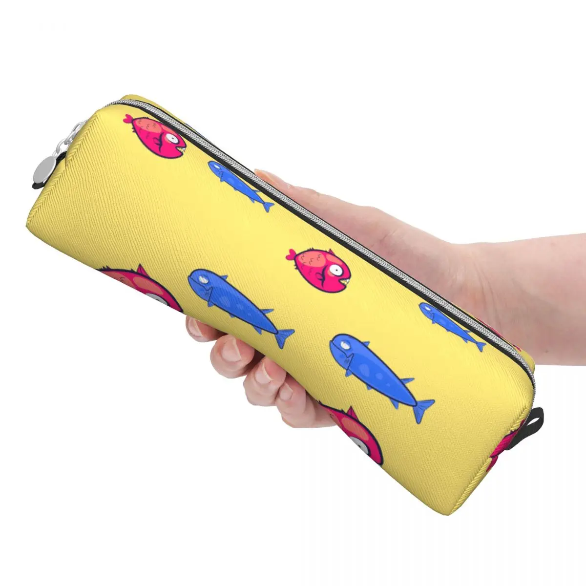 Fun Fish kotak pensil kartun lucu, pena pensil kuning untuk siswa tas kapasitas besar perlengkapan sekolah alat tulis kosmetik