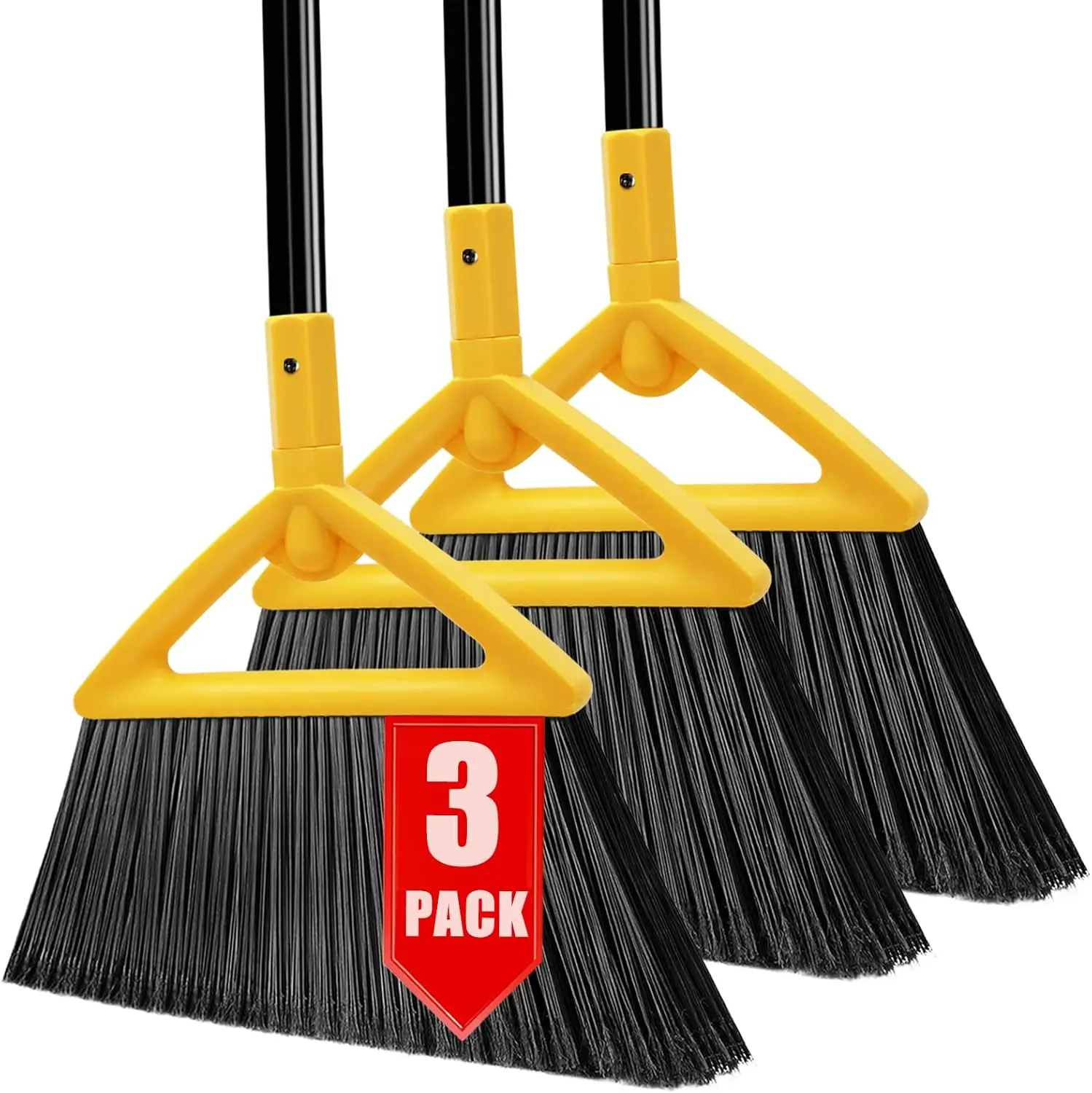 

Heavy Duty Broom Set for Indoor and Outdoor Use, 3-Pack Upgraded Commercial Angle Brooms