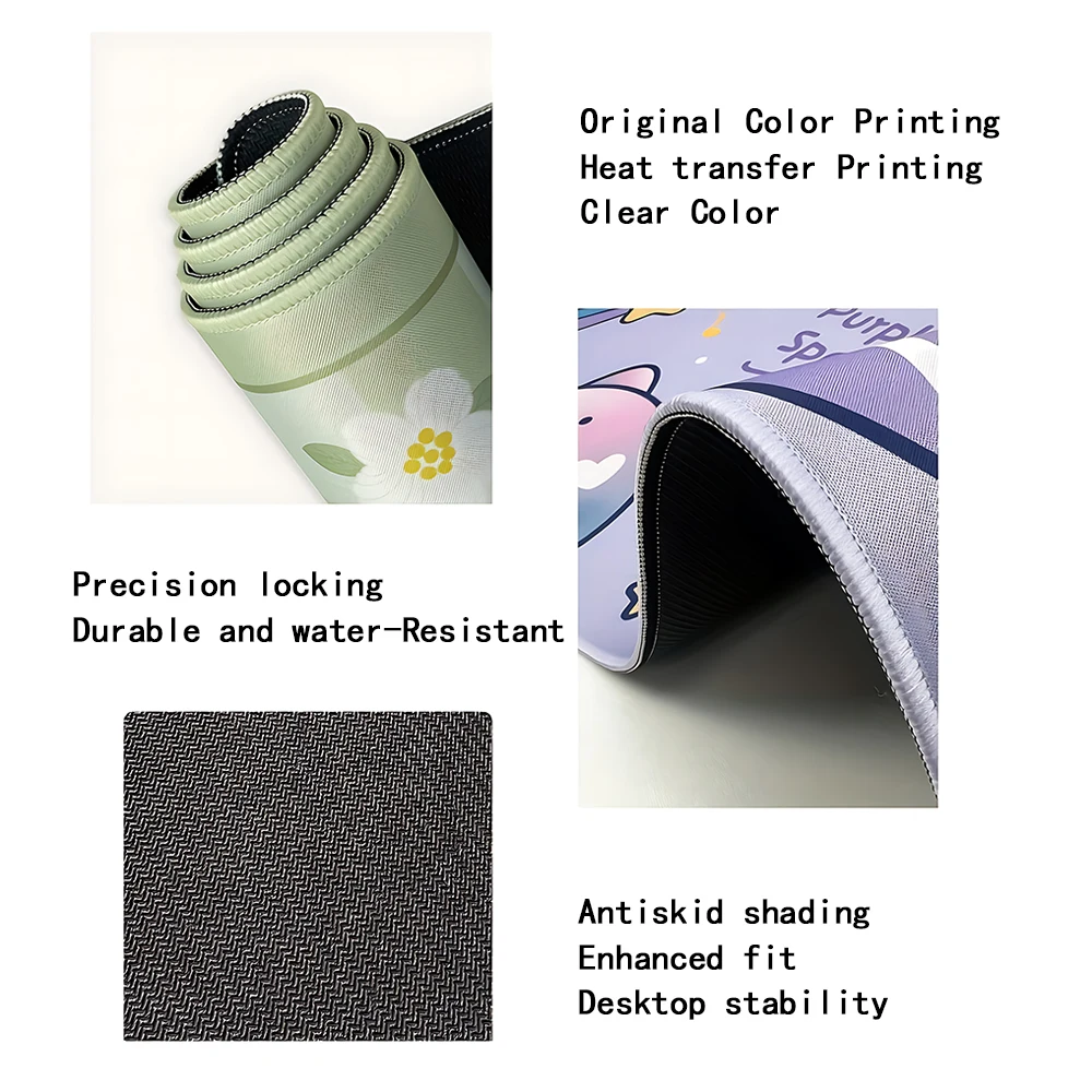 Tappetino per mouse nero minimalista Design artistico Accessori da scrivania di grandi dimensioni Tappetino da scrivania Base in gomma con bordo cucito Tappetino per mouse antiscivolo