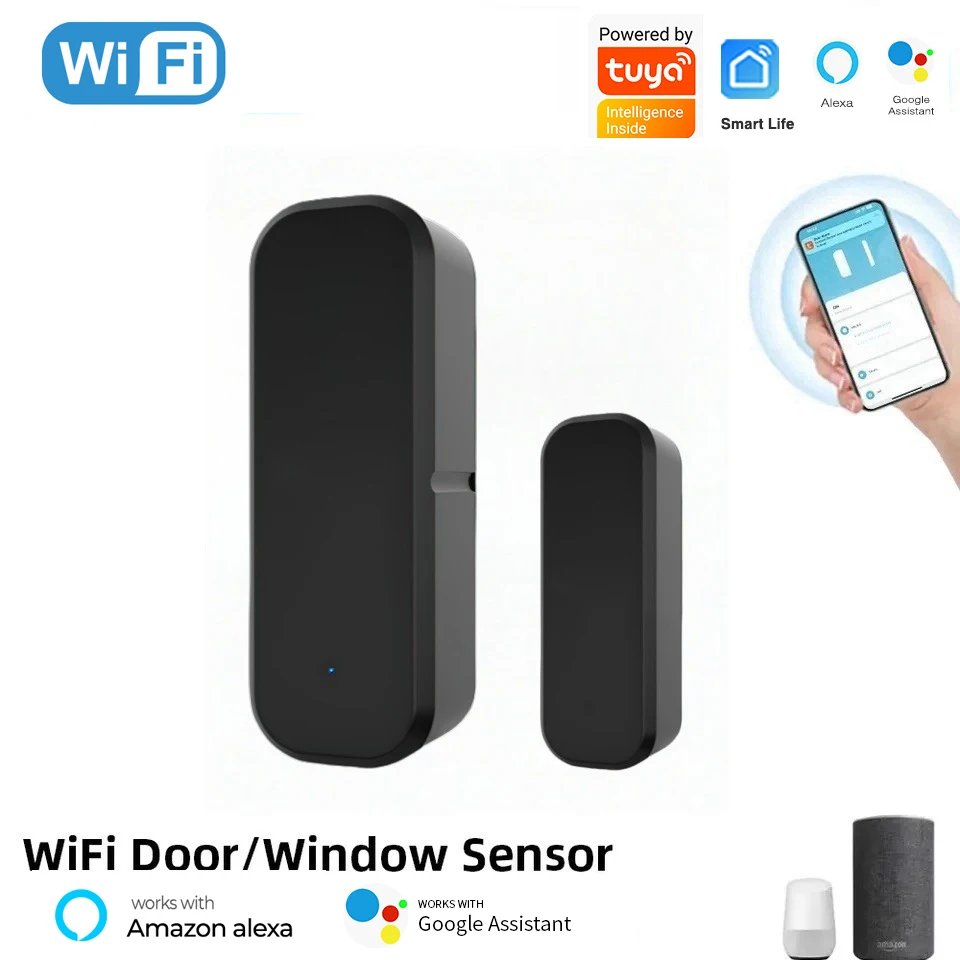 

Tuya Wi-Fi дверной датчик, датчик входа в окно, охранный датчик двери, сигнализация Smart Life, магнитный дверной датчик Alexa Google Home