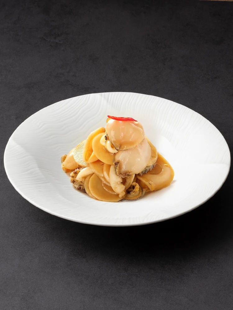 Restaurant striped plate Hotel Club creative tableware cold dish white ceramic fruit salad plate