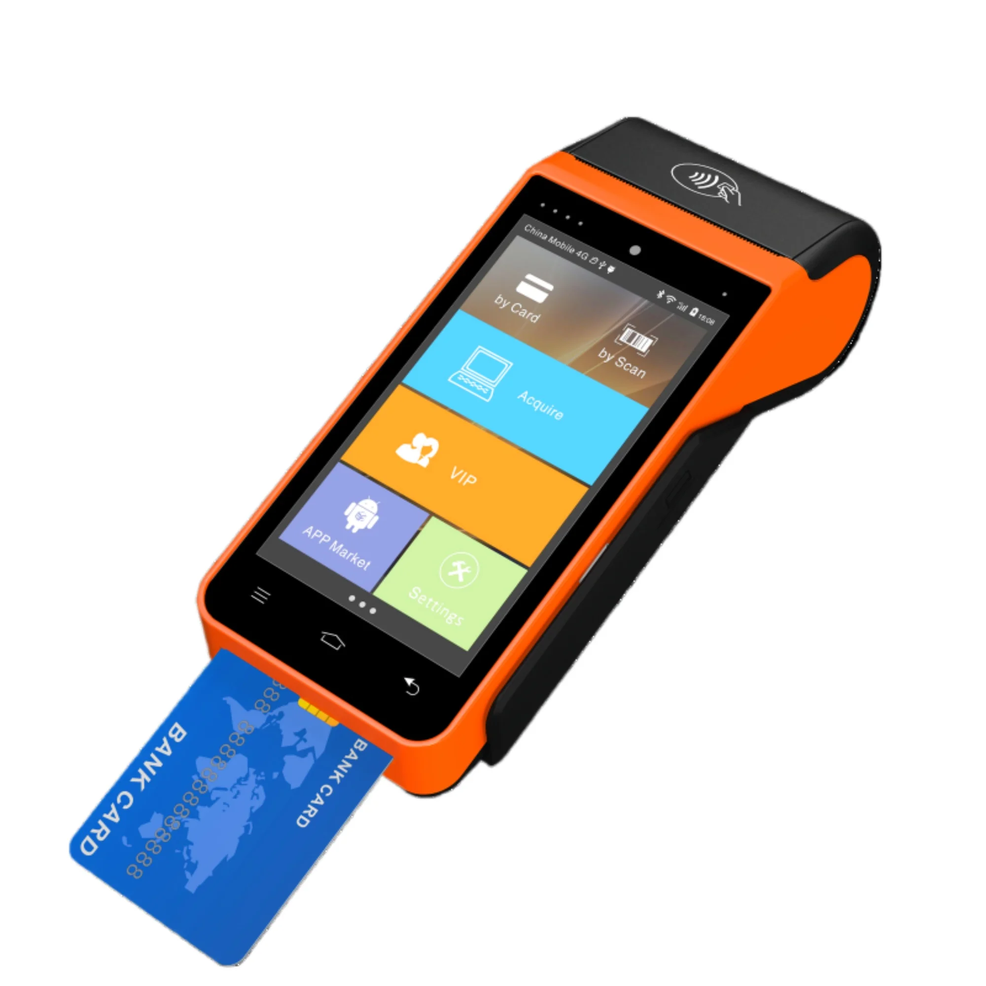 POS Terminal الدفع بطاقة الائتمان البطاقة المغناطيسية IC Chip NFC QR Code 4G Bluetooth Android طابعة حرارية مدمجة #2