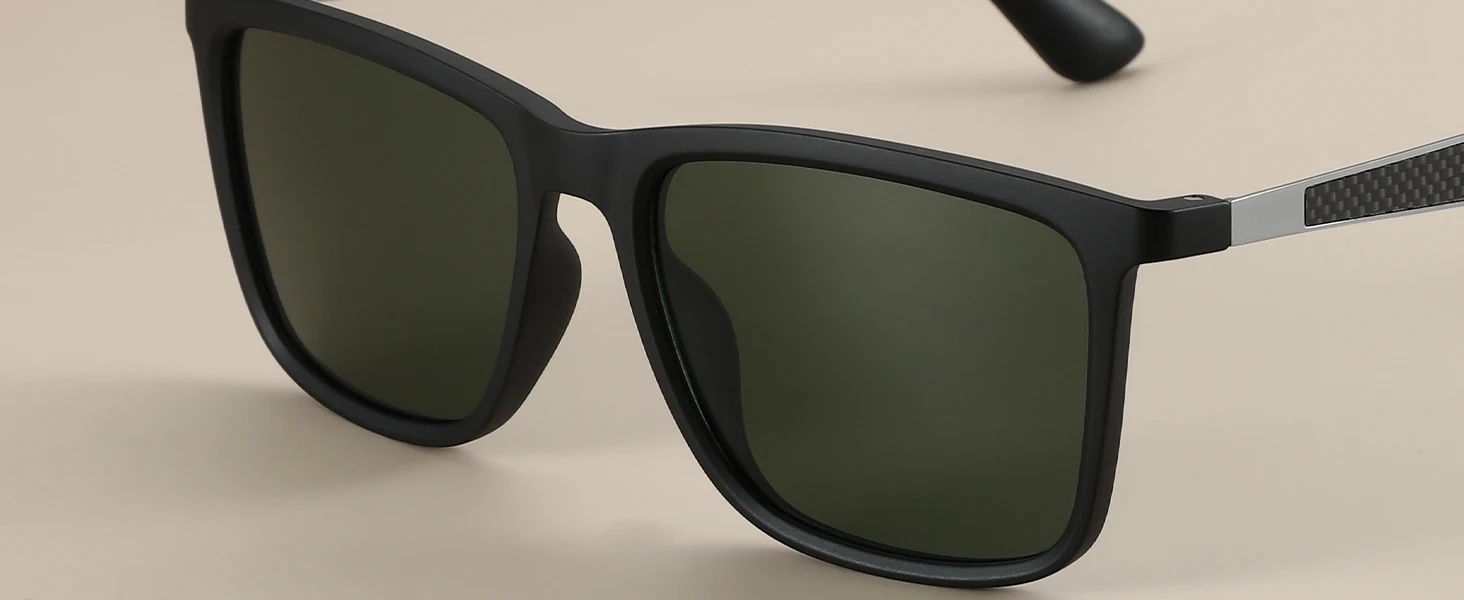 ZENOTTIC Polarisierte Sonnenbrille für Herren, rechteckig, ultraleichter Kohlefaserrahmen, UV400-Schutz, klassische Sonnenbrille – Detail 8