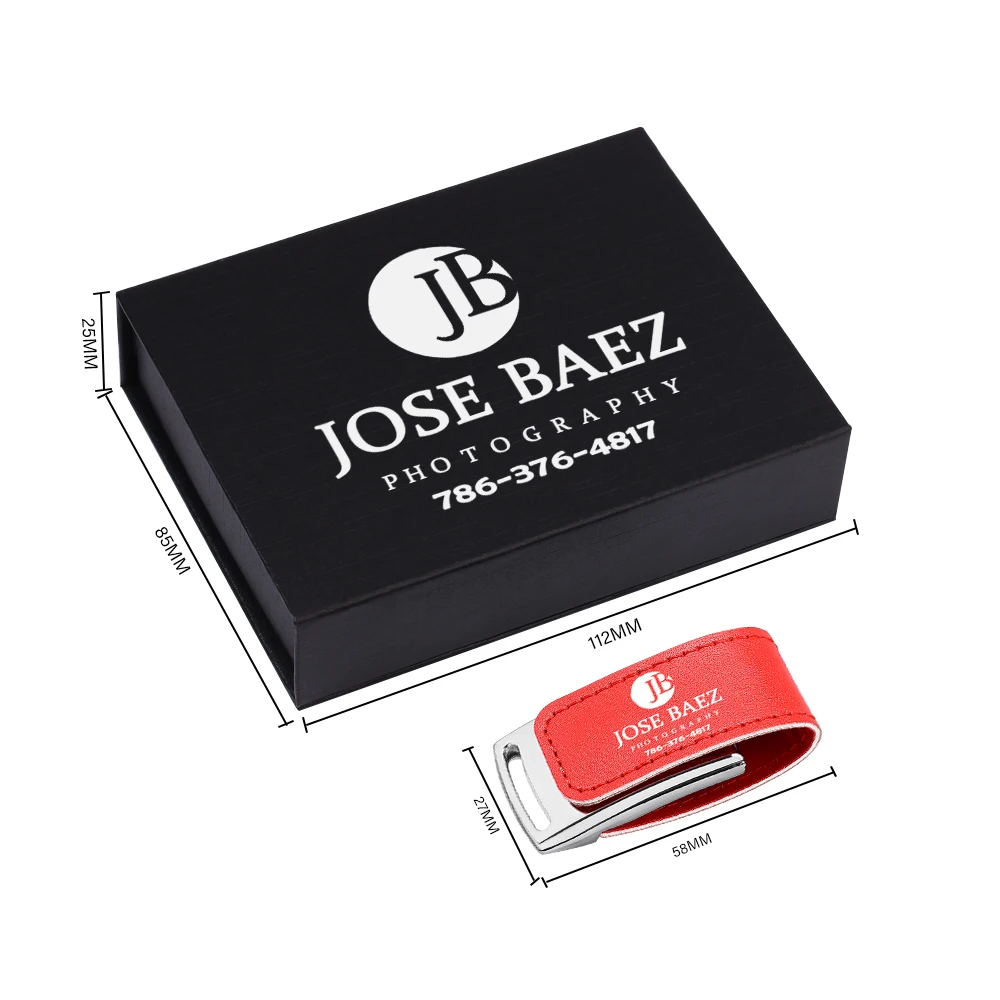 Free Custom Logo Pen Drive Leather USB 2.0 Flash Drive Color Printing Memory Stick Box Pendrive Creative Wedding Gift USB Stick