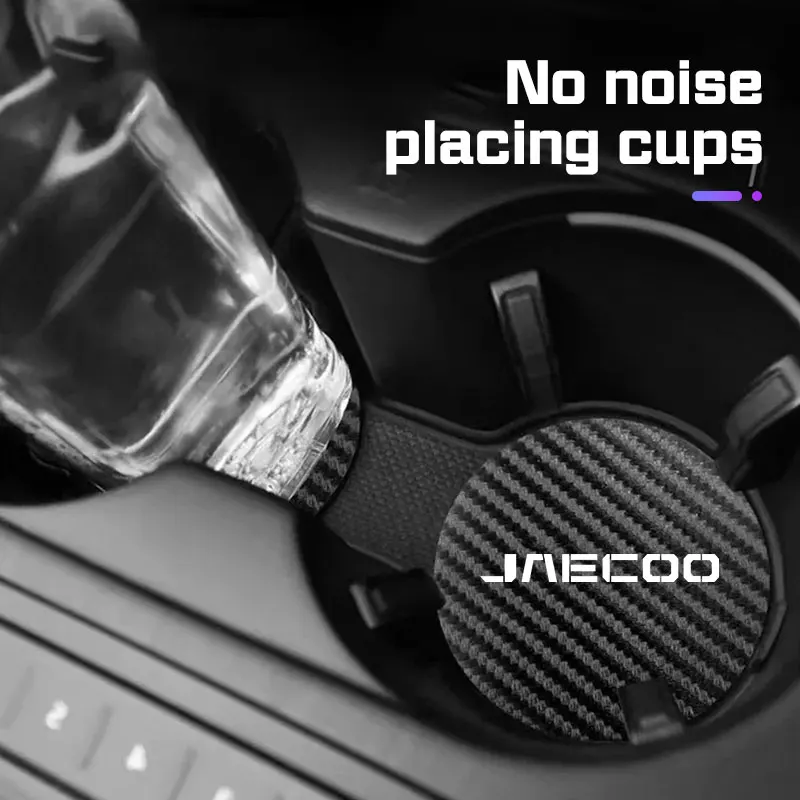 Car Leather Coaster Anti-Slip Mat For Chery Jaecoo J7 J8 J5 EV J6 Tiggo 7 8 5 3 Plus Carbon fiber Water Cup Pad Car Accessories