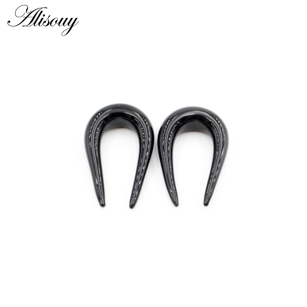 Alisouy 2PCS U-shaped Glass Ear Clip Weight Plugs Stretcher Expander Tunnels Tapers Guages 6-10mm Earrings Body Piercing Jewelry