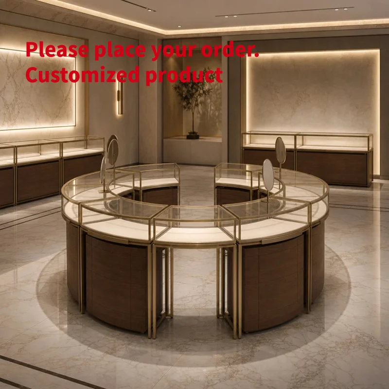 custom.Luxury Custom Eco-Friendly Durable Glass Jewelry Showcase with LED Lighting Retail Store and Luxury Shopping Mall