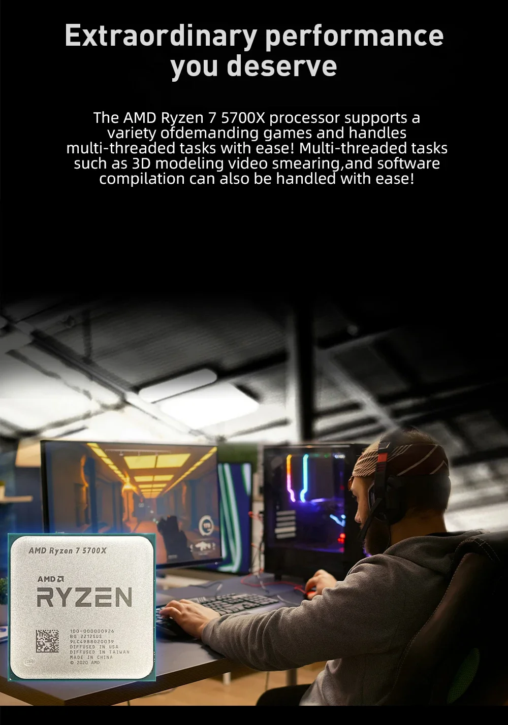 AMD Ryzen 7 5700X , AMD R7 5700X New 8C/16T 65W 7NM L3=32M 100