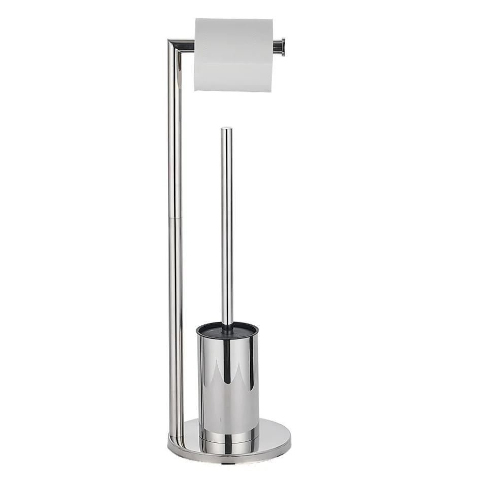 

Floor-to-ceiling Toilet Brush Holder with Toilet Paper Holder Stainless Steel Standing Paper Towel Holder WC Brosse Toilette