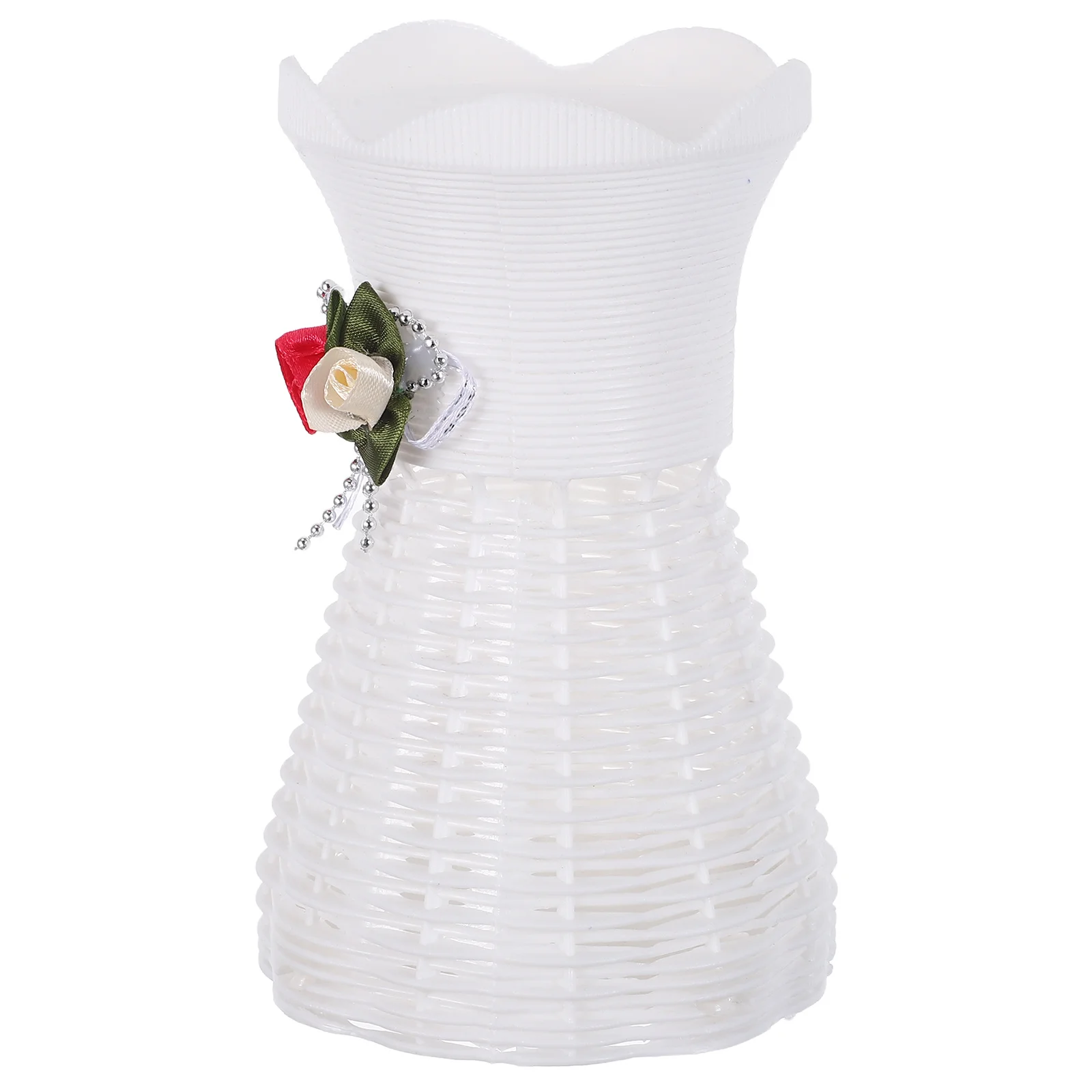 

Plastic Woven Vase Handmade Boho Flower Basket For Dried Artificial Flowers Home Office Decor Floor Vase Modern Decorative