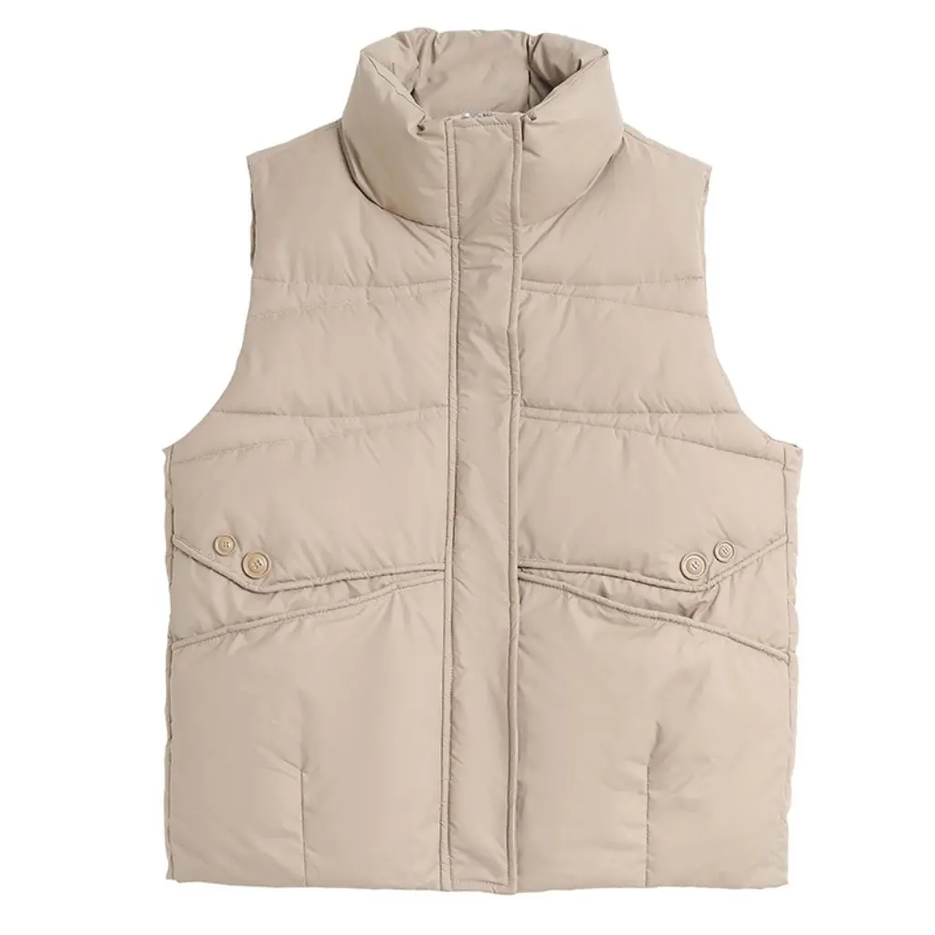 

Women's Short down Cotton Vest Spring Autumn Korean Style Loose Outerwear Jacket Casual Fashion for Ladies