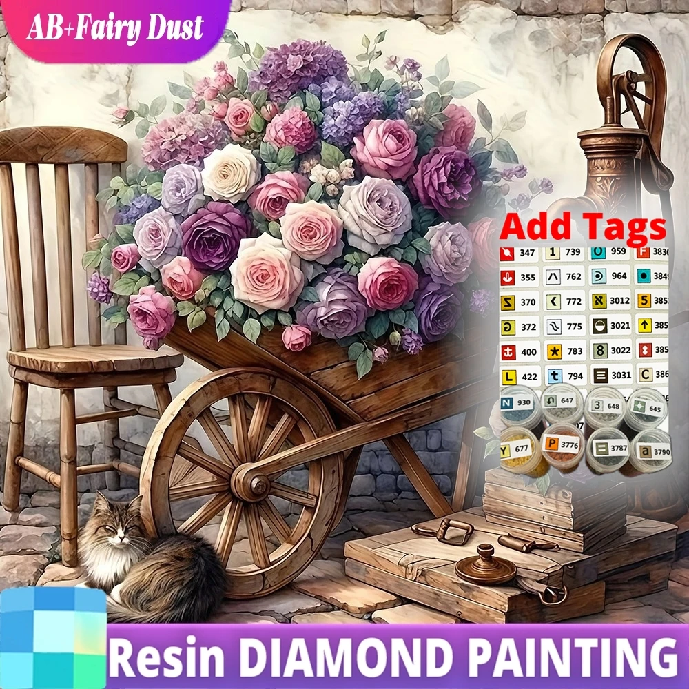

Resin Fairy Dust AB DIY Diamond Painting Flower Embroidery Rose 5D Full Square Round Drill Mosaic Cat Picture Of Rhinestones Wal