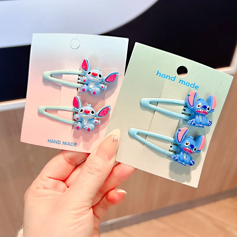 2 قطعة مشبك شعر ديزني ستيتش لطيف الكرتون فتاة والطفل موضة إكسسوارات الشعر Kawaii بوبي دبوس دبوس الشعر هدايا العيد