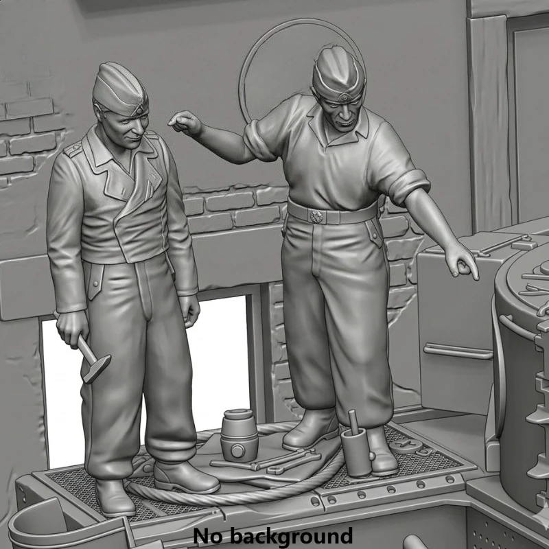 

1/35 Scale DieCast Resin Figure Model Kit German Tankers Maintenance 2 Figures Need To Be Assembled and Colored By Themselves