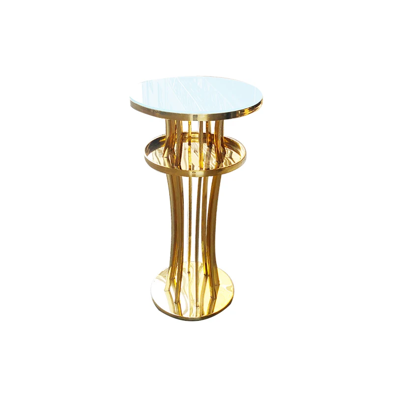 LEDA High Quality Gold Stainless Steel Event Table Outdoor Suitable Hotel Wedding Dining Tables Chairs for Banquet Factory Price