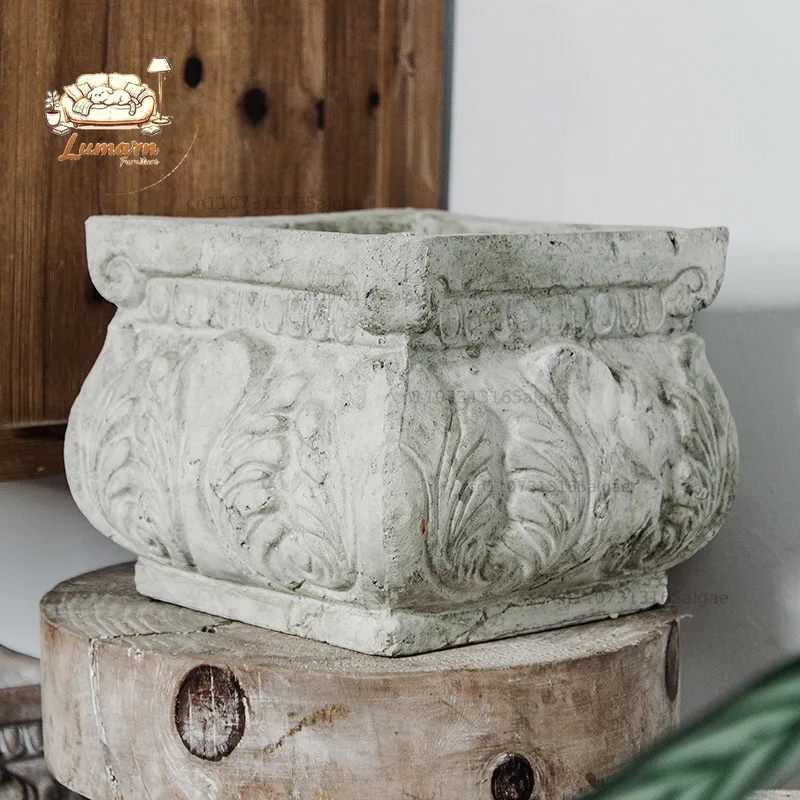 Roman Square Antique Handcrafted Terra Cotta Garden Flower Pots Planter