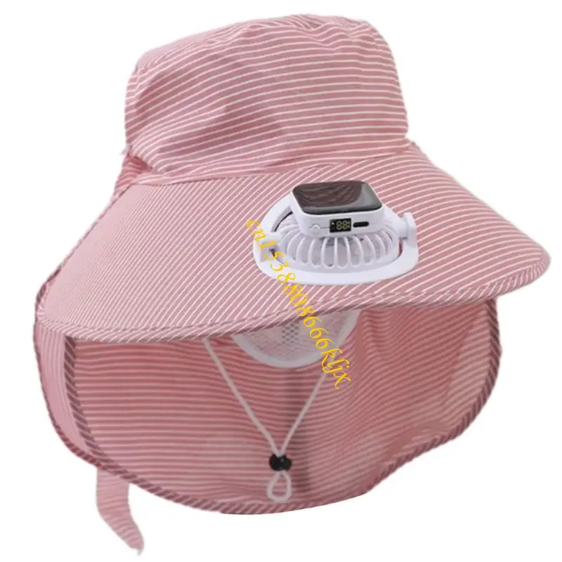 قبعة مروحة التبريد القابلة لإعادة الشحن USB مع شحن الطاقة الشمسية و 3 تعديل سرعة الرياح 066C #5