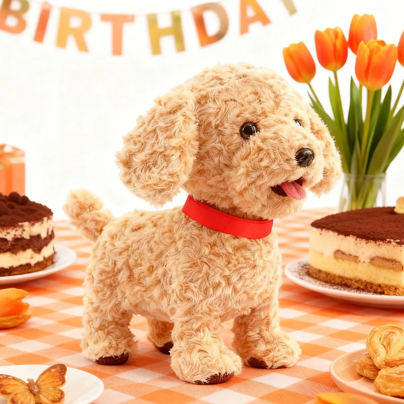 リアルなロボット犬ぬいぐるみ、ソフトでスマートなおもちゃ、タッチセンサーAIロボット犬、音声模倣機能付き、子供、男の子、女の子向け、新年、誕生日プレゼント